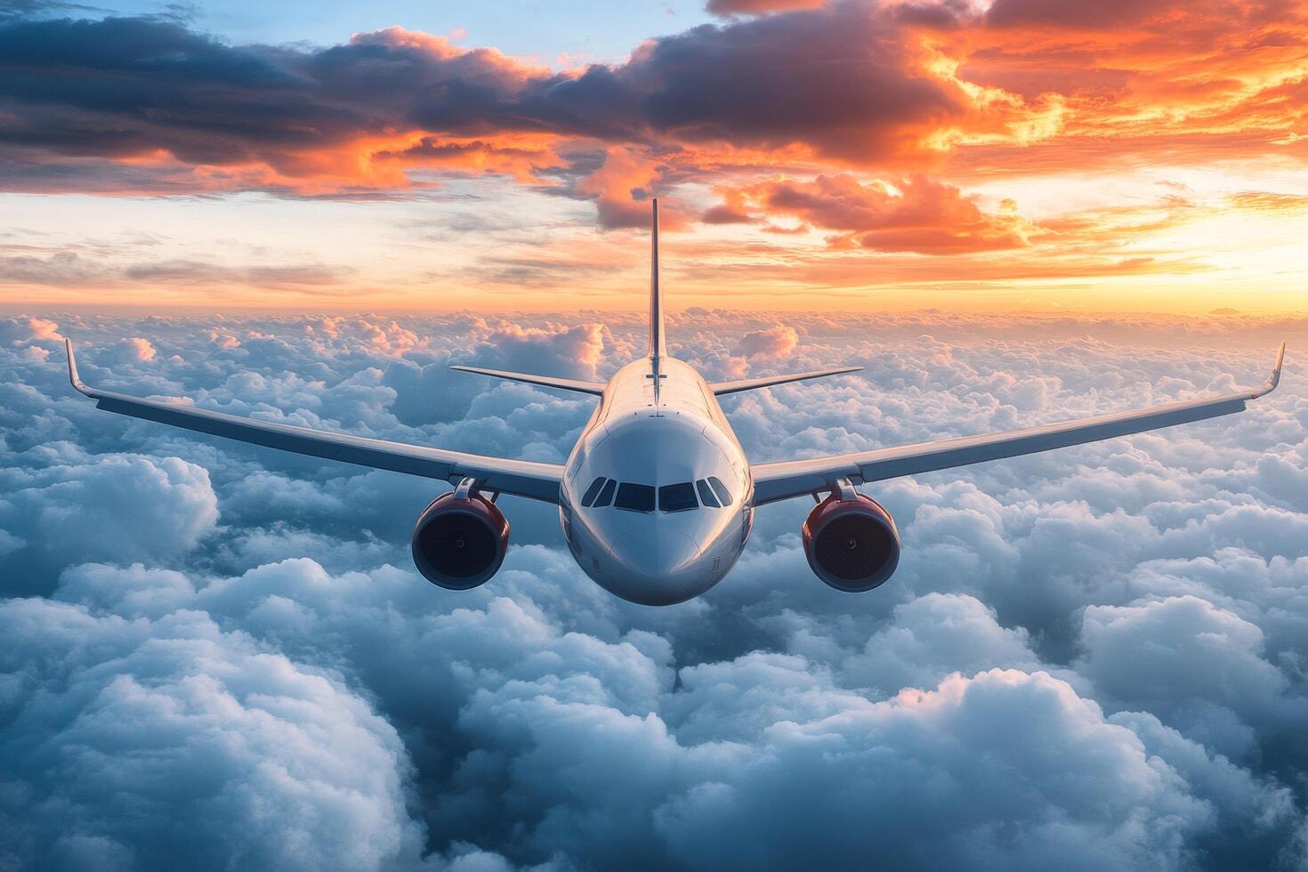 Aircraft above clouds and atmosphere